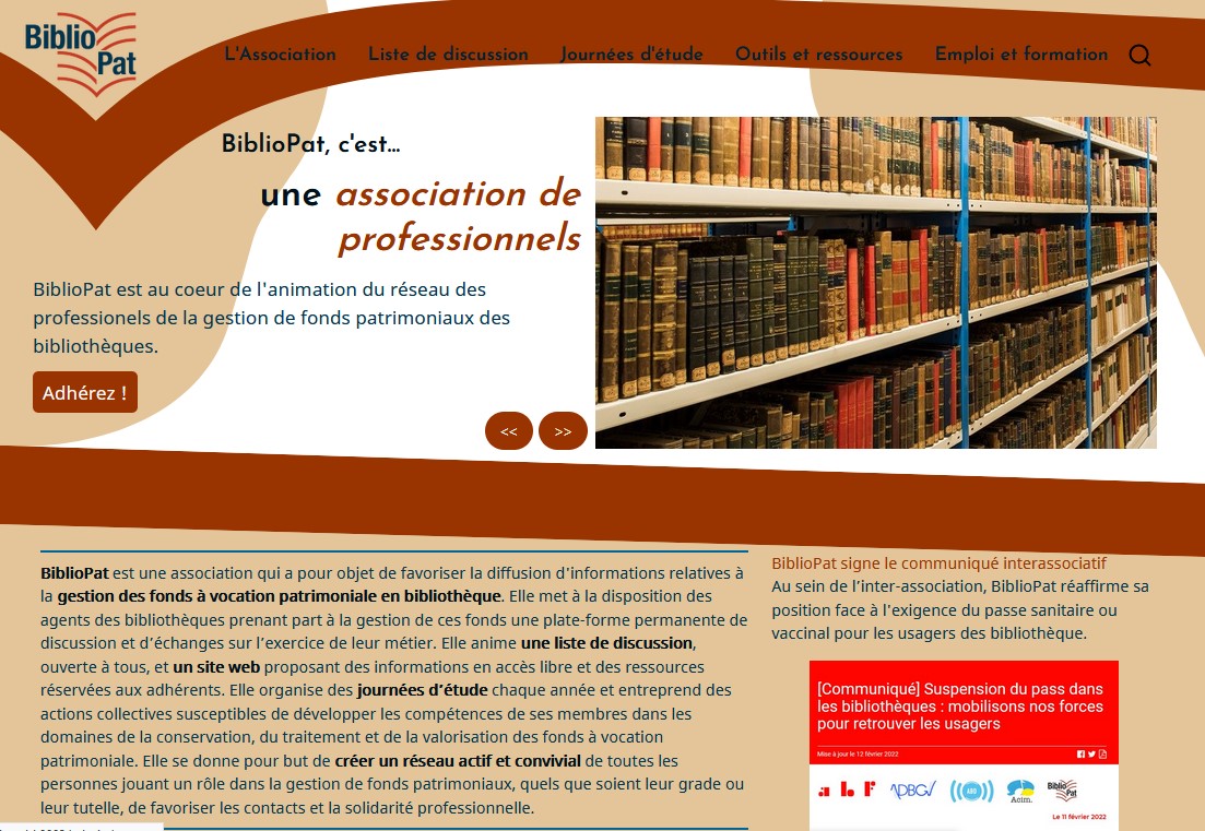 Capture écran nouveau site BiblioPat