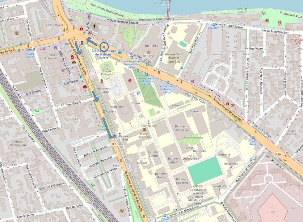Plan des accès à l'ENVA
